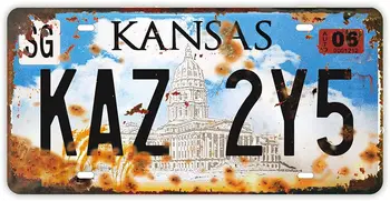 Registarske pločice s retro-reljefni | Supernatural | Metalne Oznaku s brojem, Pločica sa Rekvizitima za film, Metalni Zidni Firma (Kansas - Kaz 2Y5)